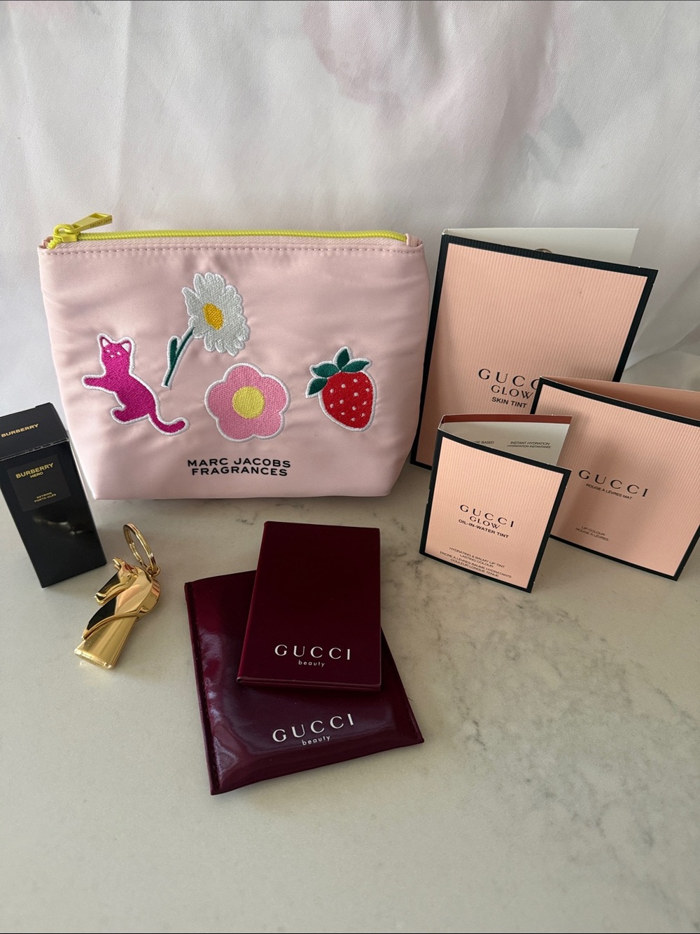 Marc Jacobs Pink Floral Patch Cosmetic Pouch